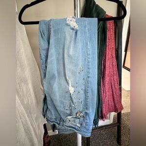 REBEL Wilson Distressed Light Blue Jeans with Studs